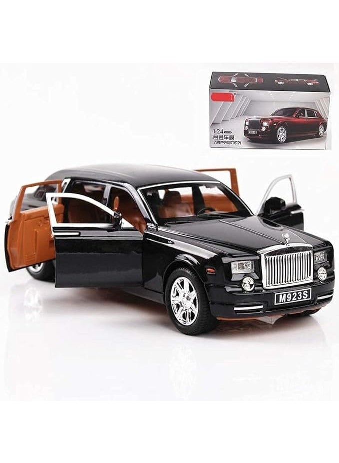 AMERTEER Alloy 1:24 Scale Rolls-Royce Phantom Car Model Boy Toy Diecast Sound Light Six Open Door Toy Car Model Black - Image 5